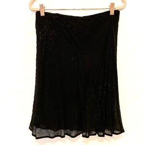 sweet black layered swing skirt with tiny glitter detail pull up soft waist M